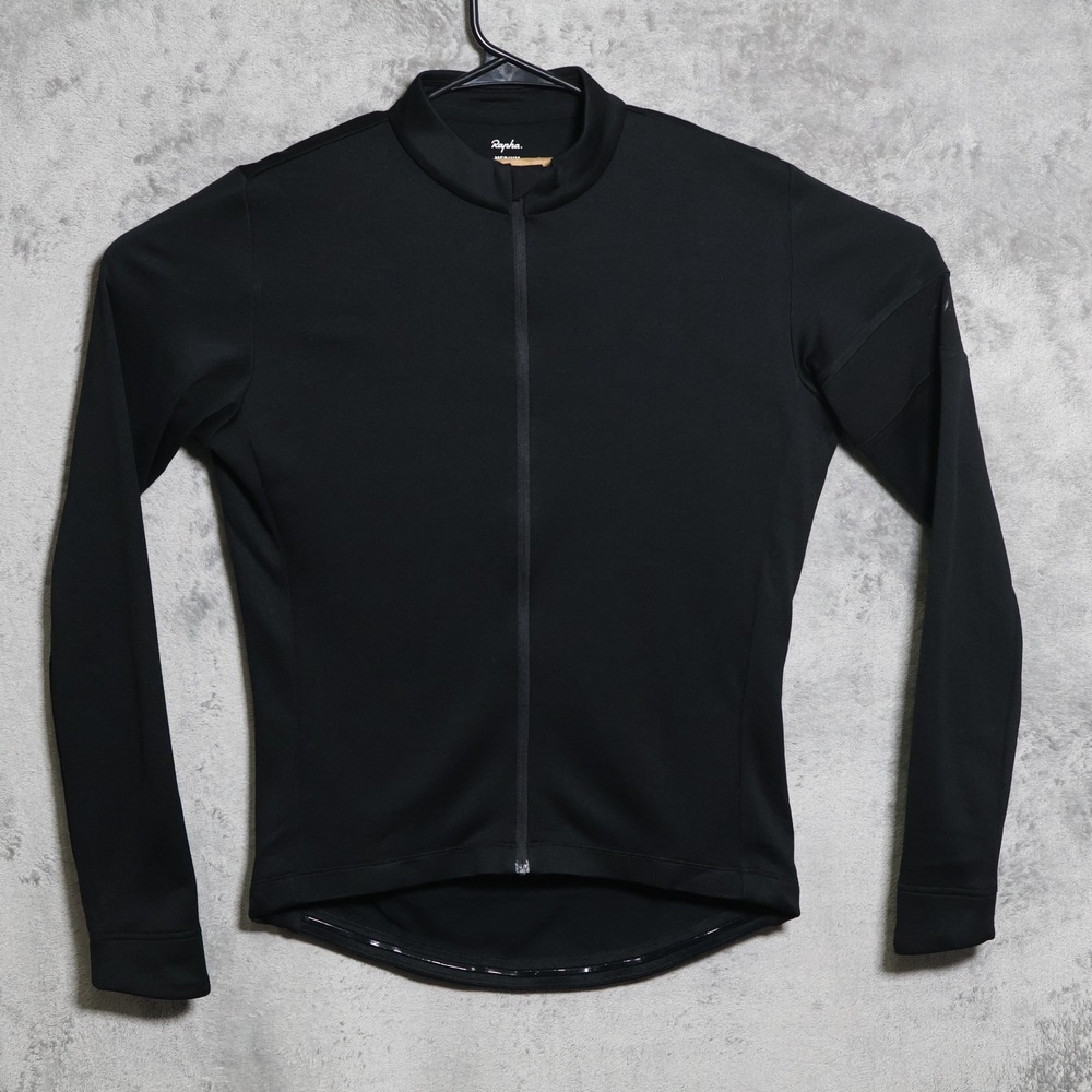 Rapha Cycling Jersey II Men Medium Black Classic Long Sleeve Full Zip Wool Blend